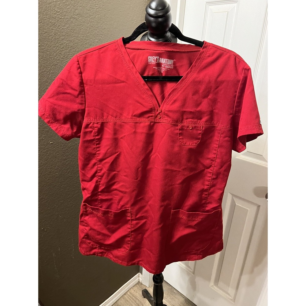 Greys Anatomy Red Large Scrub Top